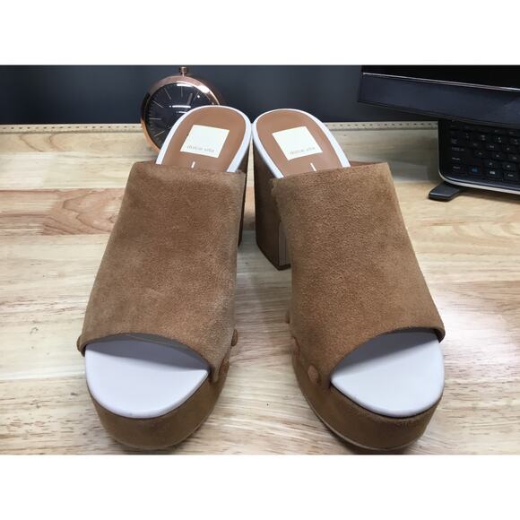 Dolce Vita Women's 9.5 Brown Suede Slip-On Open Toe Block Heel Slide Sandals - Picture 1 of 7